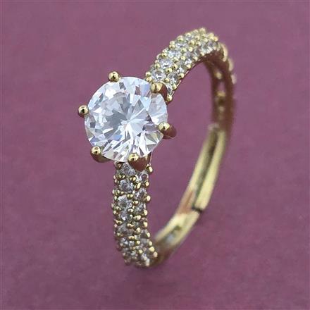American Diamond Adjustable Ring with Mehndi Plating