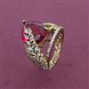American Diamond Adjustable Ring with Mehndi Plating