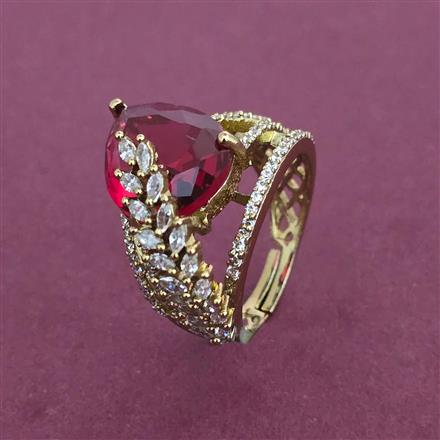 American Diamond Adjustable Ring with Mehndi Plating