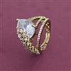 American Diamond Adjustable Ring with Mehndi Plating