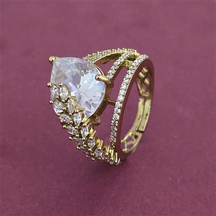 American Diamond Adjustable Ring with Mehndi Plating