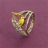 American Diamond Adjustable Ring with Mehndi Plating