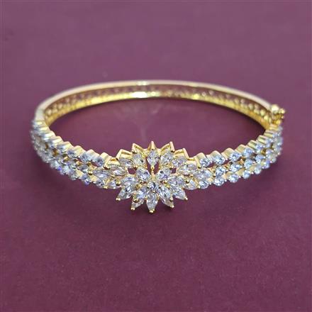 American Diamond Openable kada with Rhodium Plating 2 Tone Plating