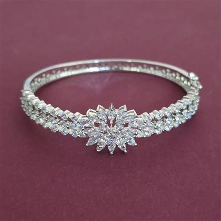 American Diamond Openable kada with Rhodium Plating 2 Tone Plating