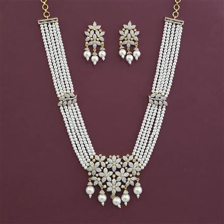 American Diamond Classic Pendant Set with Rhodium Plating 2 Tone Plating Mehndi Plating