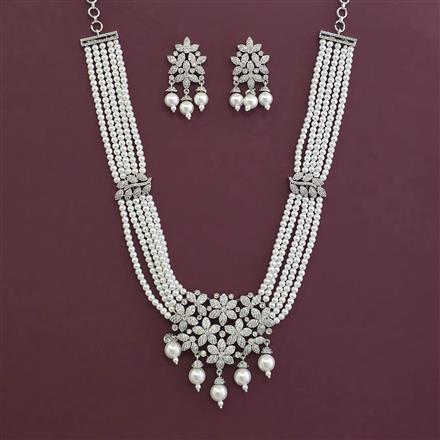 American Diamond Classic Pendant Set with Rhodium Plating 2 Tone Plating Mehndi Plating