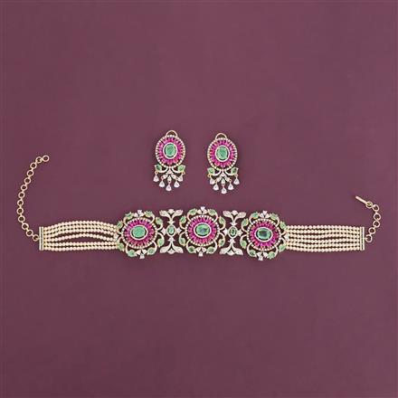American Diamond Choker Necklace with Carat Plating