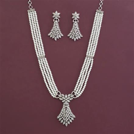 American Diamond Classic Pendant Set with Rhodium Plating 2 Tone Plating Mehndi Plating