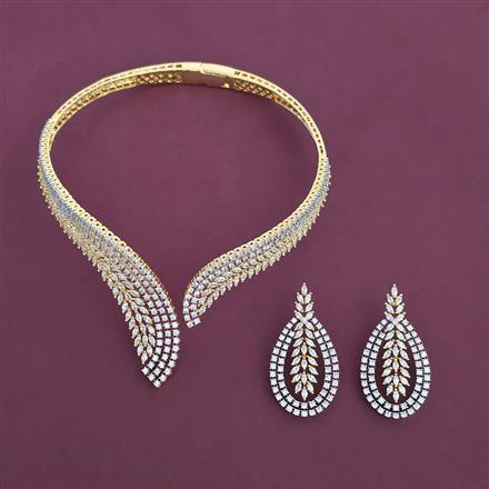 American Diamond Classic Necklace with Rhodium Plating 2 Tone Plating