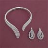 American Diamond Classic Necklace with Rhodium Plating 2 Tone Plating