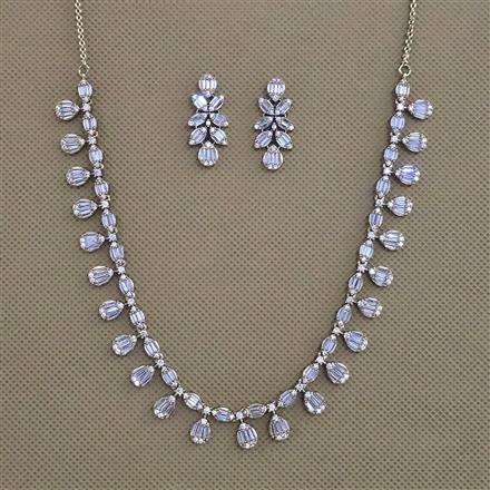 American Diamond Delicate Necklace with Mehndi Plating