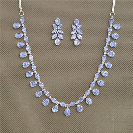 American Diamond Delicate Necklace with Rhodium Plating 2 Tone Plating