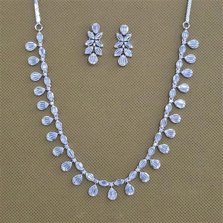 American Diamond Delicate Necklace with Rhodium Plating 2 Tone Plating