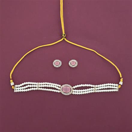 American Diamond Choker Necklace with Carat Plating