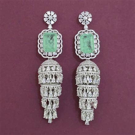 American Diamond Jhumki with Rhodium Plating