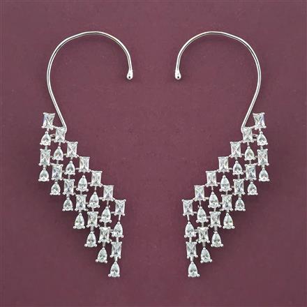 American Diamond Earcuff with Rhodium Plating Carat Plating