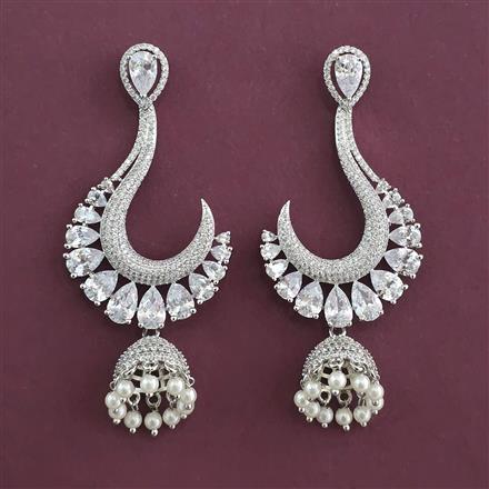 American Diamond Classic Earring with Rhodium Plating Carat Plating