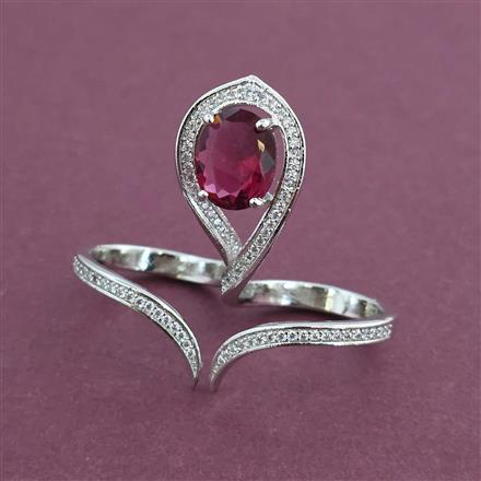 American Diamond Adjustable Ring with Rhodium Plating