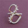 American Diamond Adjustable Ring with Rhodium Plating 2 Tone Plating