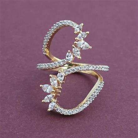 American Diamond Adjustable Ring with Rhodium Plating 2 Tone Plating