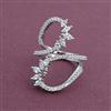American Diamond Adjustable Ring with Rhodium Plating 2 Tone Plating
