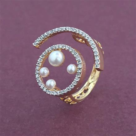 American Diamond Adjustable Ring with Rhodium Plating 2 Tone Plating