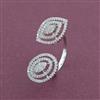 American Diamond Adjustable Ring with Rhodium Plating 2 Tone Plating