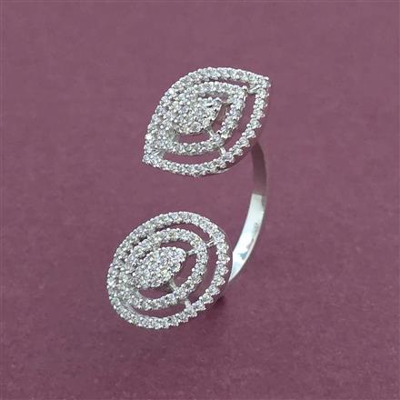 American Diamond Adjustable Ring with Rhodium Plating 2 Tone Plating