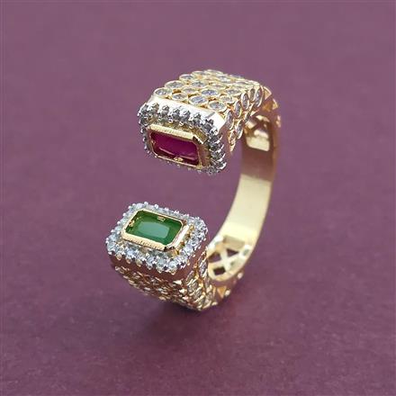 American Diamond Adjustable Ring with 2 Tone Plating