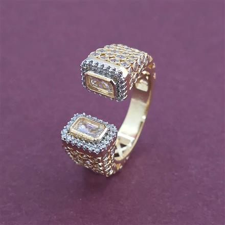 American Diamond Adjustable Ring with 2 Tone Plating