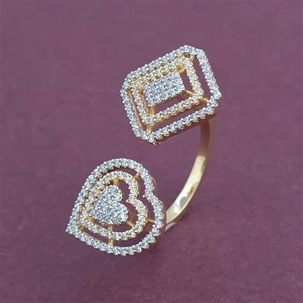 American Diamond Adjustable Ring with Rhodium Plating 2 Tone Plating