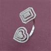 American Diamond Adjustable Ring with Rhodium Plating 2 Tone Plating