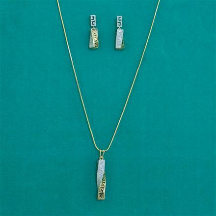 American Diamond Classic Pendant Set with 2 Tone Plating
