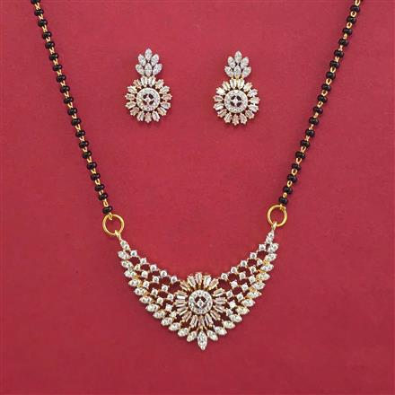 American Diamond Classic Mangalsutra with Rhodium Plating 2 Tone Plating
