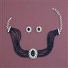 American Diamond Choker Necklace with Rhodium Plating
