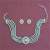 American Diamond Choker Necklace with Rhodium Plating