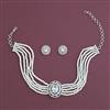 American Diamond Choker Necklace with Rhodium Plating