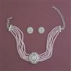 American Diamond Choker Necklace with Rhodium Plating