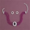 American Diamond Choker Necklace with Rhodium Plating