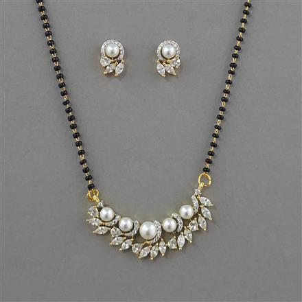 American Diamond Classic Mangalsutra with Rhodium Plating 2 Tone Plating