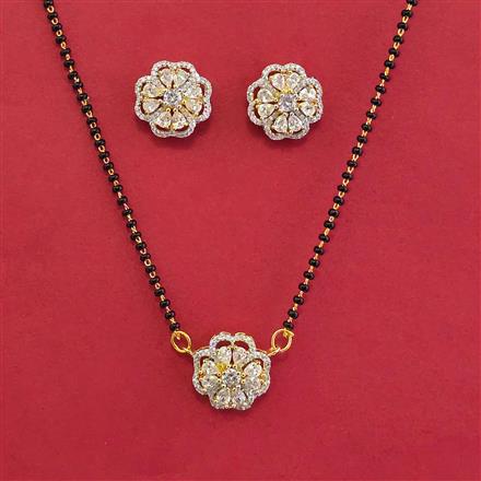 American Diamond Classic Mangalsutra with Rhodium Plating 2 Tone Plating