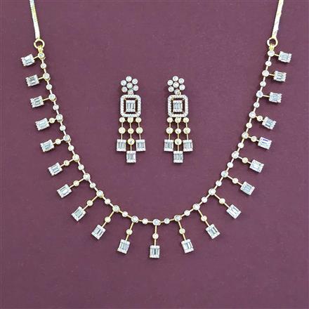 American Diamond Delicate Necklace with 2 Tone Plating