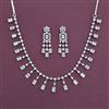 American Diamond Delicate Necklace with Rhodium Plating Mehndi Plating