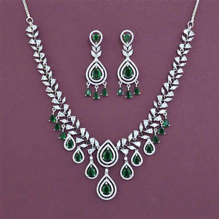 American Diamond Classic Necklace with Rhodium Plating