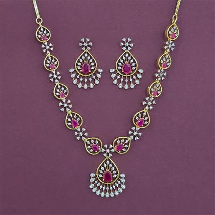 American Diamond Classic Necklace with 2 Tone Plating