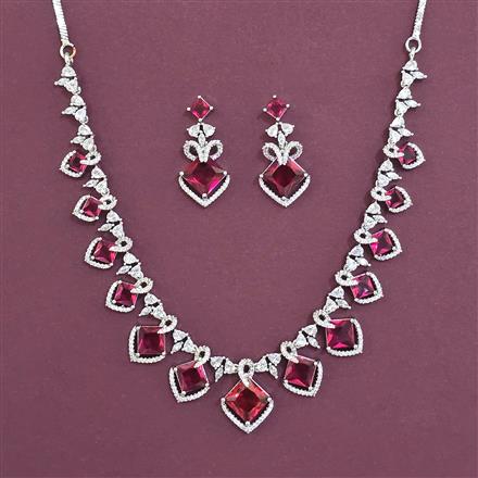 American Diamond Classic Necklace with Rhodium Plating