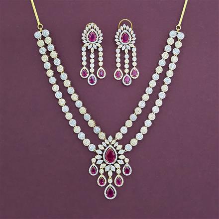 American Diamond Classic Necklace with 2 Tone Plating