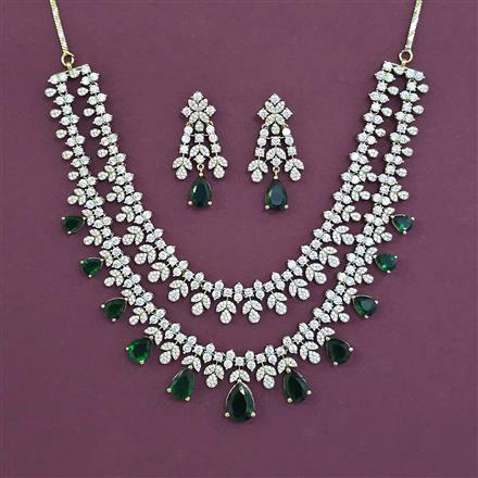 American Diamond Classic Necklace with Mehndi Plating