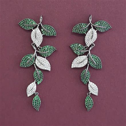 American Diamond Long Earring with Black Plating