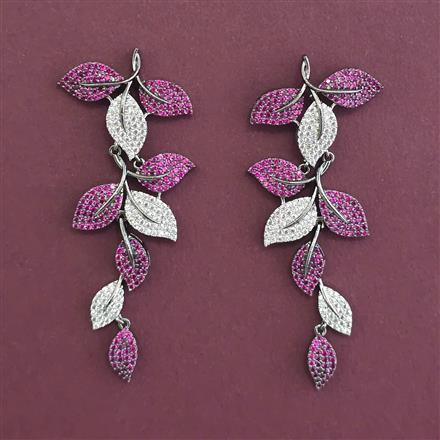 American Diamond Long Earring with Black Plating